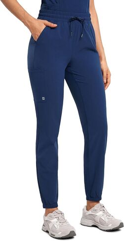 سروال الركض عالي الخصر للنساء مع 5 جيوب برباط، سروال عمل طبي قابل للتنفس in Kuwait