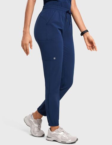 سروال الركض عالي الخصر للنساء مع 5 جيوب برباط، سروال عمل طبي قابل للتنفس in Kuwait