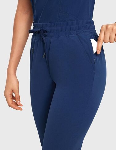 سروال الركض عالي الخصر للنساء مع 5 جيوب برباط، سروال عمل طبي قابل للتنفس in Kuwait