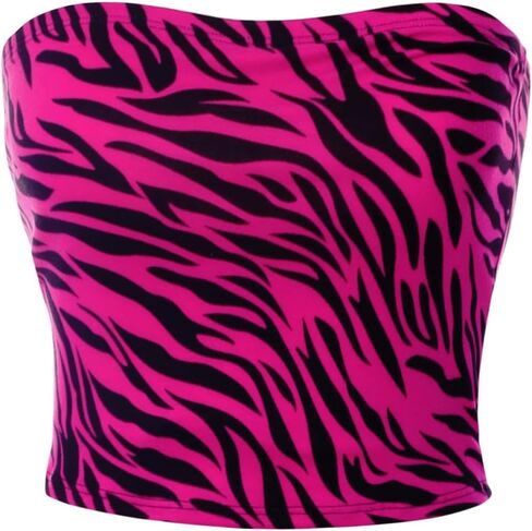 MixMatchy Women's Casual Strapless Print Tube Tops Strapless Sleeveless Bandeau Tops in Kuwait