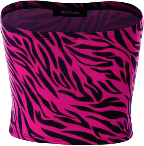 MixMatchy Women's Casual Strapless Print Tube Tops Strapless Sleeveless Bandeau Tops in Kuwait