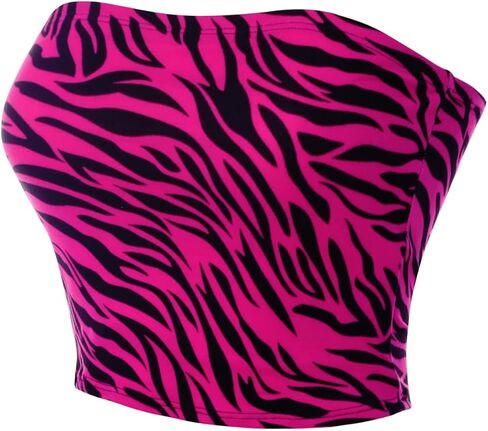 MixMatchy Women's Casual Strapless Print Tube Tops Strapless Sleeveless Bandeau Tops in Kuwait