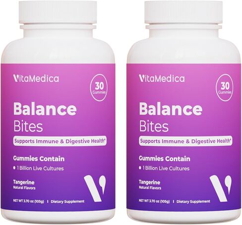 VitaMedica Balance Bites - Probiotic Gummies for Digestive Support, Immune & Gut Health - 1 Billion CFU No Refrigeration Required - 30 Gummies in Saudi Arabia