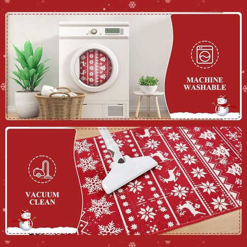 SHACOS Christmas Area Rug 6x9ft Red Snowflakes Christmas Tree Deer Xmas Holiday Decor Non Slip Soft Washable Christmas Decorative Rug Living Room Indoor Accent Throw Rug Carpet Bedroom Dining Room in Saudi Arabia