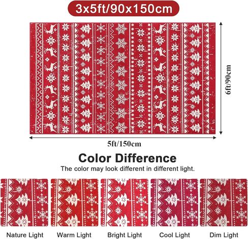 SHACOS Christmas Area Rug 6x9ft Red Snowflakes Christmas Tree Deer Xmas Holiday Decor Non Slip Soft Washable Christmas Decorative Rug Living Room Indoor Accent Throw Rug Carpet Bedroom Dining Room in Saudi Arabia