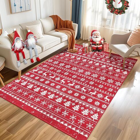 شاكوس منطقة عيد الميلاد البساط 6x9ft الأحمر الثلج شجرة عيد الميلاد الغزلان عيد الميلاد عطلة ديكور غير زلة لينة قابل للغسل عيد الميلاد ديكور البساط غرفة المعيشة لهجة داخلية رمي البساط السجاد غرفة نوم غرفة الطعام in Kuwait
