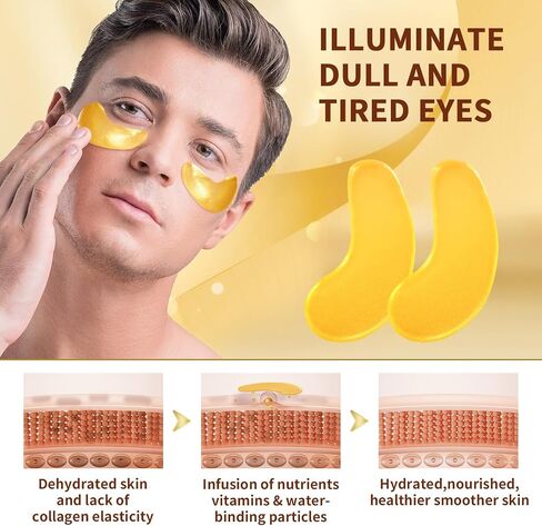 10Pairs 20Pcs 24K Gold Under Eye Patches, Collagen Eye Masks for Dark Circles and Puffiness, Reduce Wrinkles and Puffy Eyes, Refresh Your Skin, Women Skincare Eye Treatment Products in Saudi Arabia
