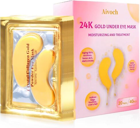 10Pairs 20Pcs 24K Gold Under Eye Patches, Collagen Eye Masks for Dark Circles and Puffiness, Reduce Wrinkles and Puffy Eyes, Refresh Your Skin, Women Skincare Eye Treatment Products in Saudi Arabia