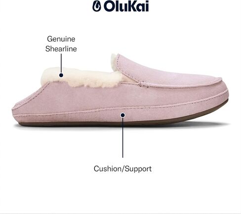 شبشب OLUKAI Ku'una، حذاء نسائي سهل الارتداء، مصنوع من جلد الشيرلينغ الأصلي وجلد نوبوك الفاخر، تصميم بكعب منسدل، مريح وفائق النعومة in Kuwait