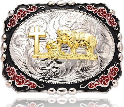 Vintage Western Cross Belt Buckles for Men, Soaring Eagle Cowboy Buckle│Large Floral Texas Belt Buckle in Kuwait