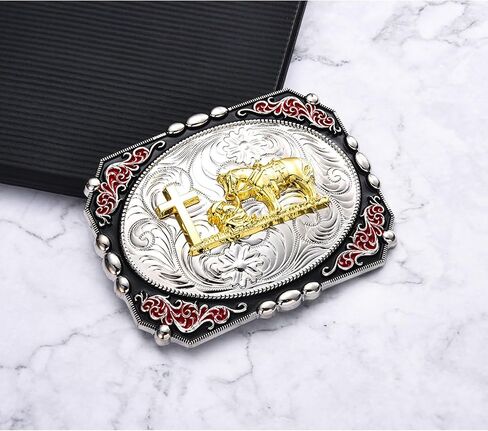 Vintage Western Cross Belt Buckles for Men, Soaring Eagle Cowboy Buckle│Large Floral Texas Belt Buckle in Kuwait