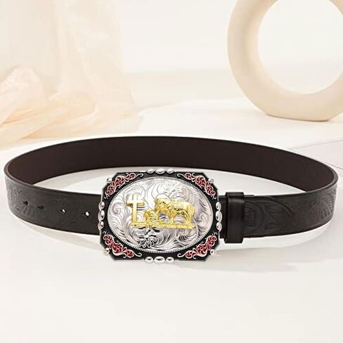 Vintage Western Cross Belt Buckles for Men, Soaring Eagle Cowboy Buckle│Large Floral Texas Belt Buckle in Kuwait