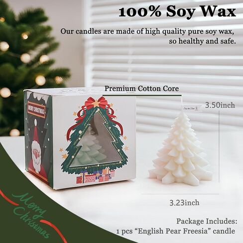 Christmas Tree Candles Gifts, Soy Wax Aromatherapy Candle, Room Decor Scented Candles, Christmas Decorations-English pear Freesia in Kuwait