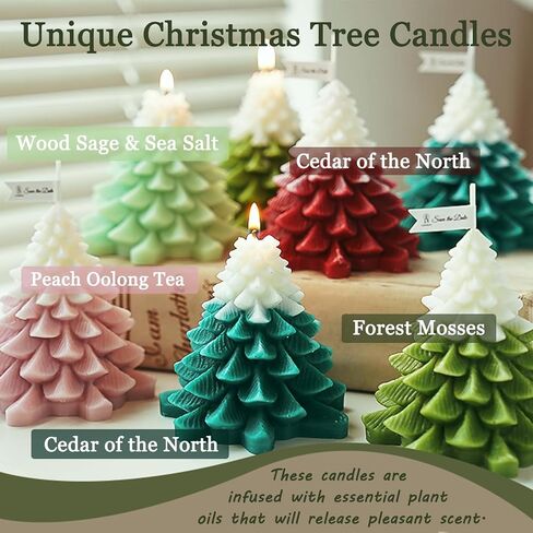 Christmas Tree Candles Gifts, Soy Wax Aromatherapy Candle, Room Decor Scented Candles, Christmas Decorations-English pear Freesia in Kuwait