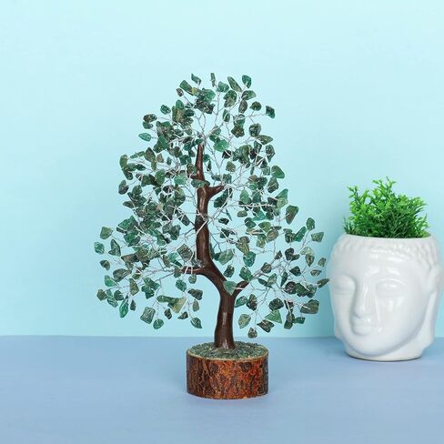 Green Aventurine Bonsai Tree Chakra Crystal Healing Stone Indoor Plant Artificial Reiki Healing Balancing Generator Good Luck Office Gift Spiritual Aura Cleansing Gemstone Home Décor in Kuwait