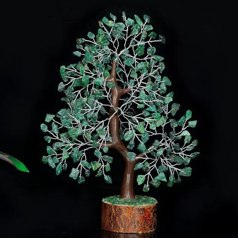 Green Aventurine Bonsai Tree Chakra Crystal Healing Stone Indoor Plant Artificial Reiki Healing Balancing Generator Good Luck Office Gift Spiritual Aura Cleansing Gemstone Home Décor in Kuwait