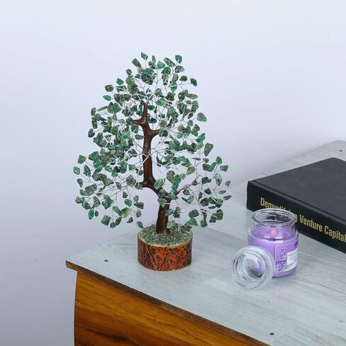 Green Aventurine Bonsai Tree Chakra Crystal Healing Stone Indoor Plant Artificial Reiki Healing Balancing Generator Good Luck Office Gift Spiritual Aura Cleansing Gemstone Home Décor in Kuwait