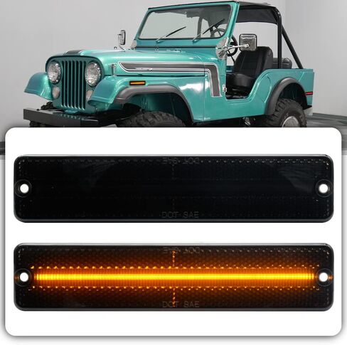 2pcs Smoked Lens LED Side Marker Lights Assembly for Jee'p Cherokee SJ Wagoneer Grand Wagoneer J10 J20 Pickup CJ-5 CJ-6 CJ-7 Front Rear Bumper Sidemarker Lamps Replace O'EM Sidemarker Lamps in Kuwait