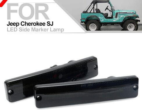 2pcs Smoked Lens LED Side Marker Lights Assembly for Jee'p Cherokee SJ Wagoneer Grand Wagoneer J10 J20 Pickup CJ-5 CJ-6 CJ-7 Front Rear Bumper Sidemarker Lamps Replace O'EM Sidemarker Lamps in Kuwait