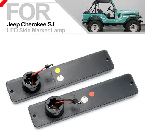 2pcs Smoked Lens LED Side Marker Lights Assembly for Jee'p Cherokee SJ Wagoneer Grand Wagoneer J10 J20 Pickup CJ-5 CJ-6 CJ-7 Front Rear Bumper Sidemarker Lamps Replace O'EM Sidemarker Lamps in Kuwait