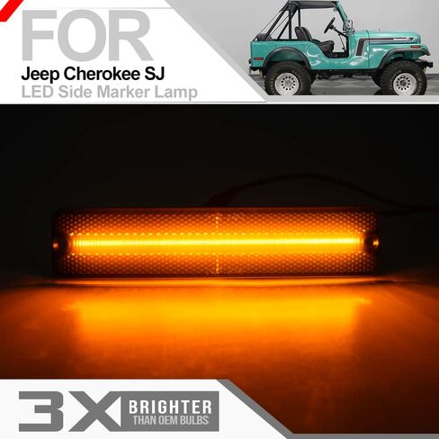 2pcs Smoked Lens LED Side Marker Lights Assembly for Jee'p Cherokee SJ Wagoneer Grand Wagoneer J10 J20 Pickup CJ-5 CJ-6 CJ-7 Front Rear Bumper Sidemarker Lamps Replace O'EM Sidemarker Lamps in Kuwait