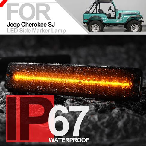 2pcs Smoked Lens LED Side Marker Lights Assembly for Jee'p Cherokee SJ Wagoneer Grand Wagoneer J10 J20 Pickup CJ-5 CJ-6 CJ-7 Front Rear Bumper Sidemarker Lamps Replace O'EM Sidemarker Lamps in Kuwait