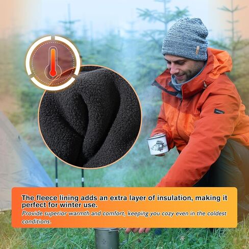 TOP-EX Oversized L XL 50% Merino Wool Fleece Lined Big Head Winter Mens Beanie Hats Warm in Saudi Arabia