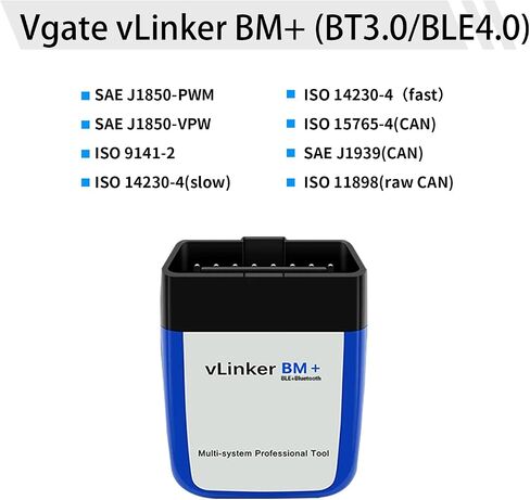 Vgate vLinker BM+(BT3.0/BLE4.0) OBD2 Scanner Bluetooth Fixd Diagnostic Scan Tool Code Reader for Bimmercode, Support for Android & iOS & Windows in Saudi Arabia