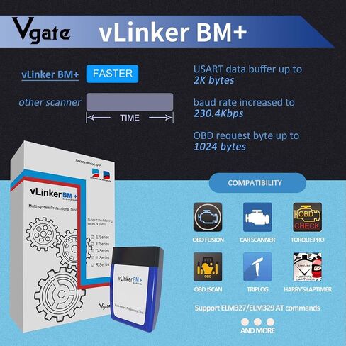 Vgate vLinker BM+(BT3.0/BLE4.0) OBD2 Scanner Bluetooth Fixd Diagnostic Scan Tool Code Reader for Bimmercode, Support for Android & iOS & Windows in Saudi Arabia