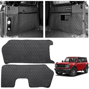 MAIKER Trunk Protector Mats Compatible with Ford Bronco 2021 2022 2023 2024 4-Door Cargo Sidewall Protector Trunk Sidewall Protector Mats Black PU Leather Interior Accessories
