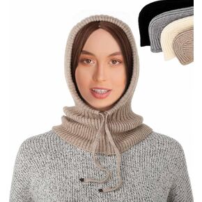 Balaclava Women Knit Winter Hats Warm Hooded Scarf Hat Warm Knitted Men Women Scarf Warm Winter Hats