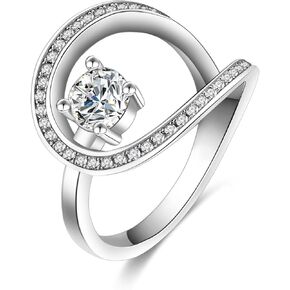 0.5 Carat Moissanite Eternity Engagement Ring For Women Unique Design 925 Sterling Silver Plated 18K White Gold Ladies Ring Jewelry