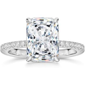 Michooyel 4.0ct Radiant Cut Women's Engagement Ring Simulated Wedding Ring Promise Ring 925 Sterling Silver Wedding Band