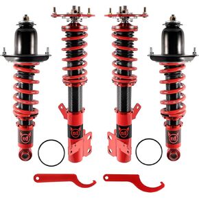 EVIL ENERGY Coilovers Compatible for Toyota Corolla 2003-2008, Toyota Matrix 2003-2008, Height Adjustable Coilovers Lowering Kit, Twin-Tube Coilovers Suspension Kit for Comfortable Ride, Red