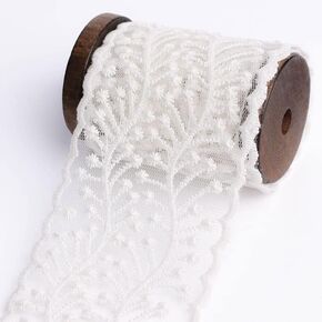 10 Yard Lace Trim Ribbon, Delicate White Floral Ribbon for Wedding/Bridal Decoration, DIY Craft Sewing, Home Decoration (8.5CM Peony) in Saudi Arabia