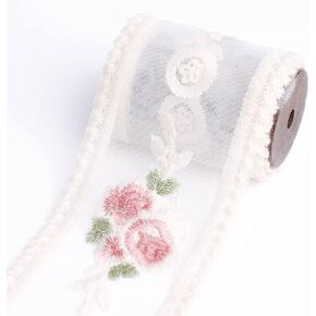 10 Yard Lace Trim Ribbon, Delicate White Floral Ribbon for Wedding/Bridal Decoration, DIY Craft Sewing, Home Decoration (8.5CM Peony)
