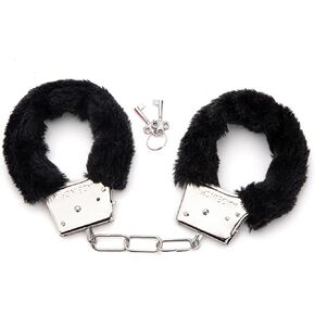 Fluffy Handcuffs for Women Stainless Steel Double Lock Handcuffs Bracelets Faux Fur Sexy Handcuffs Cosplay Cuffs Accessory for Couples