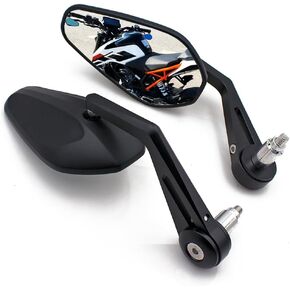 Black Motorcycle Bar End Mirrors Rear View CNC Compatible With Most Honda Grom, Yamaha Kawasaki Ducati Suzuki Street Sport Naked Road Bike Cruisers Touring Scooter and More