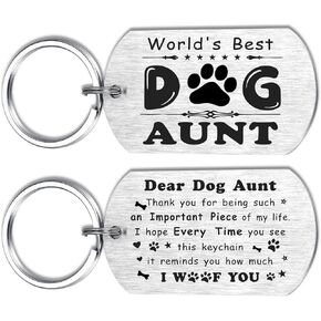 Alotozo Aunt Gifts from Dogs - World's Best Dog Aunt Keychain - Gifts for Dog Aunts - Mothers Day Birthday Gift to Aunt from Dogs