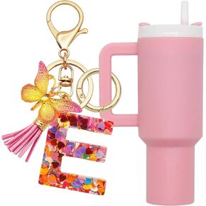 Mini Tumbler Keychain Cute Stanley Cup Charms For Backpack Initial Letter Fashion Tassel Butterfly Pendant Keychain For Women in Kuwait