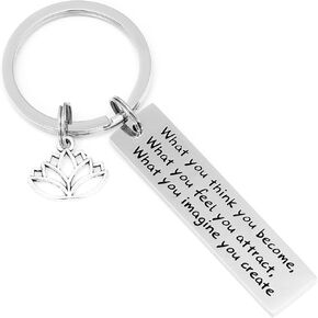 Lotus Flower Keychain Buddhist Keychain Lotus Jewelry Lotus Inspirational Quotes Jewelry Buddhist Encouragement Keychain Lotus Flower Gifts Yoga Karma Inspired Keychain Yoga Lovers Gift