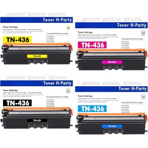 TN436 TN-436 Toner 4-Pack Compatible Replacement for TN436BK TN436C TN436M TN436Y HL-L8360 HL-L8360 HL-L9310 MFC-L8900 MFC-L9570 Printer