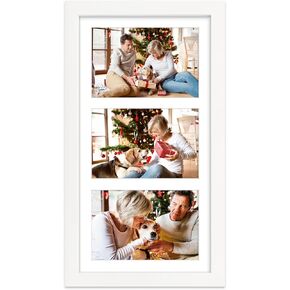 Golden State Art, 8.5x16.3 Black Wood Frame - White Mat for Three 5x7 Pictures - Sawtooth Hangers- Swivel Tabs - Wall Mounting - Landscape/Portrait - Real Glass - Collage Frame, Wood - Black With White Mat