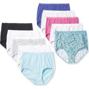 Hanes Women's Brief Underwear Pack, High-waisted Cotton Brief Panties, 10-pack (Colors May Vary)