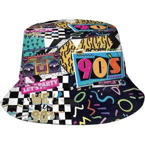 Fashion Retro 80s 90s Bucket Hat Rave Festival Party Outfit for Women Men Fisherman Sun Hat