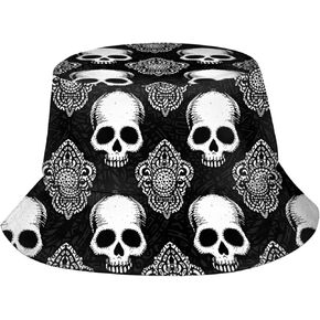 Halloween Skull Bucket Hats Sun Cap Summer Packable Travel Fisherman Hat for Men and Women
