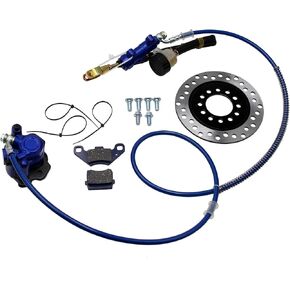 Hydraulic Rear Disc Brake Caliper System Pads Disk Rotor For 150cc 200cc 250cc Dirt Bike Quad ATV Gokart Go Kart Dune Buggy (BLUE)