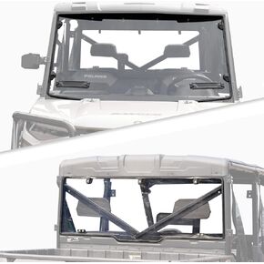 A & UTV PRO Rear & Front Full Windshield for 2017-2025 Polaris Ranger XP 1000/ Crew XP 1000 / Ranger 1000 / XP 900, Clear Tough Polycarbonate Construction Windscreen, Rear Window Accessories, 2PCS