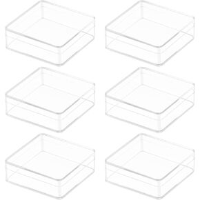 Acrylic box, Small Acrylic Box Clear 24 Pack 2.4x2.4x0.79 Inches Min Clear Acrylic Plastic Square Plastic Containers, Plastic Square Cube with Lid for Candy Pill,Tiny Jewelry Beads, Coins