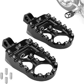 KEMIMOTO CNC Wide Fat Foot Pegs for Dyna Sportster FLFB FLSTF Iron 883 Softail Street Glide 360° Rotating Motorcycle Footpegs Black